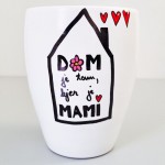 Lonec z ročno poslikavo Dom je tam, kjer je mami